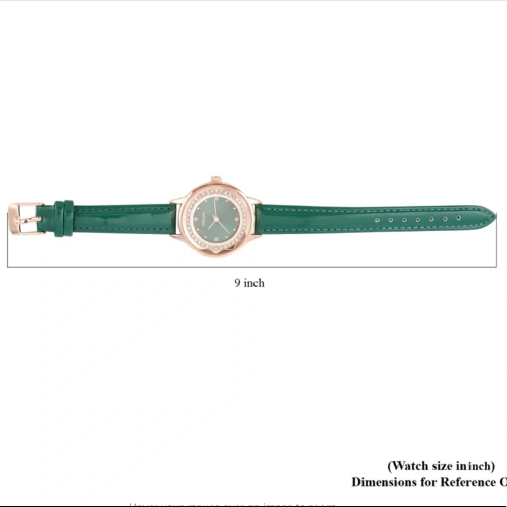 Green Watch with White Austrian Crystals